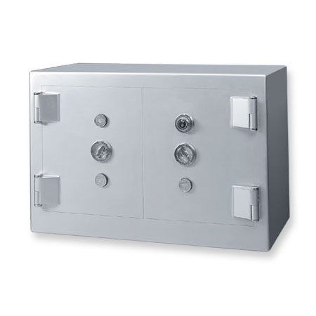 Gri çift kapılı kuyumcu kasası